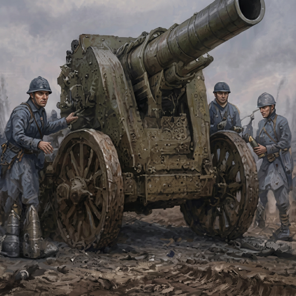 Illustration of 155mm Schneider Howitzer